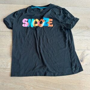 Cat & Jack Black T-Shirt with Multicolor 'SNOOZE' Design